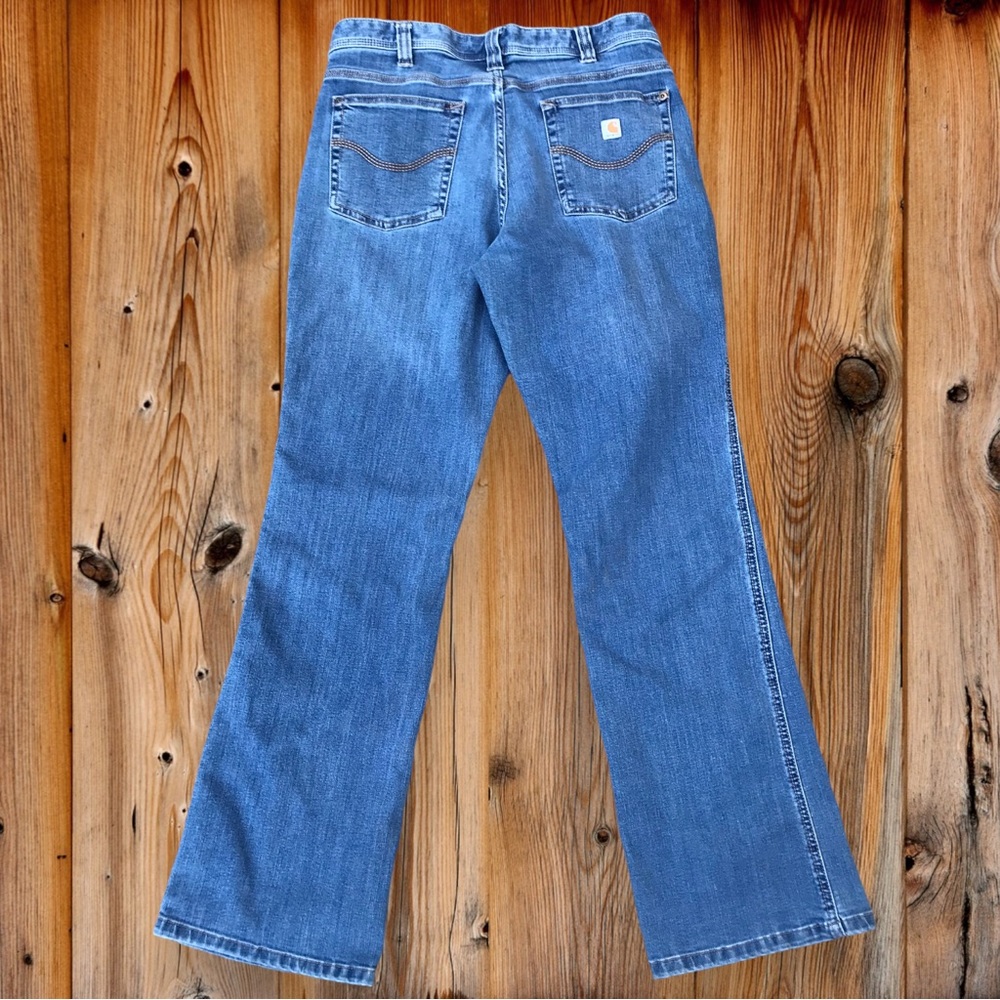 🥂HOST PICK🥂 Womens Stretch CARHARTT Straight Leg Medium Wash Jeans - 10 Tall - Picture 5 of 9